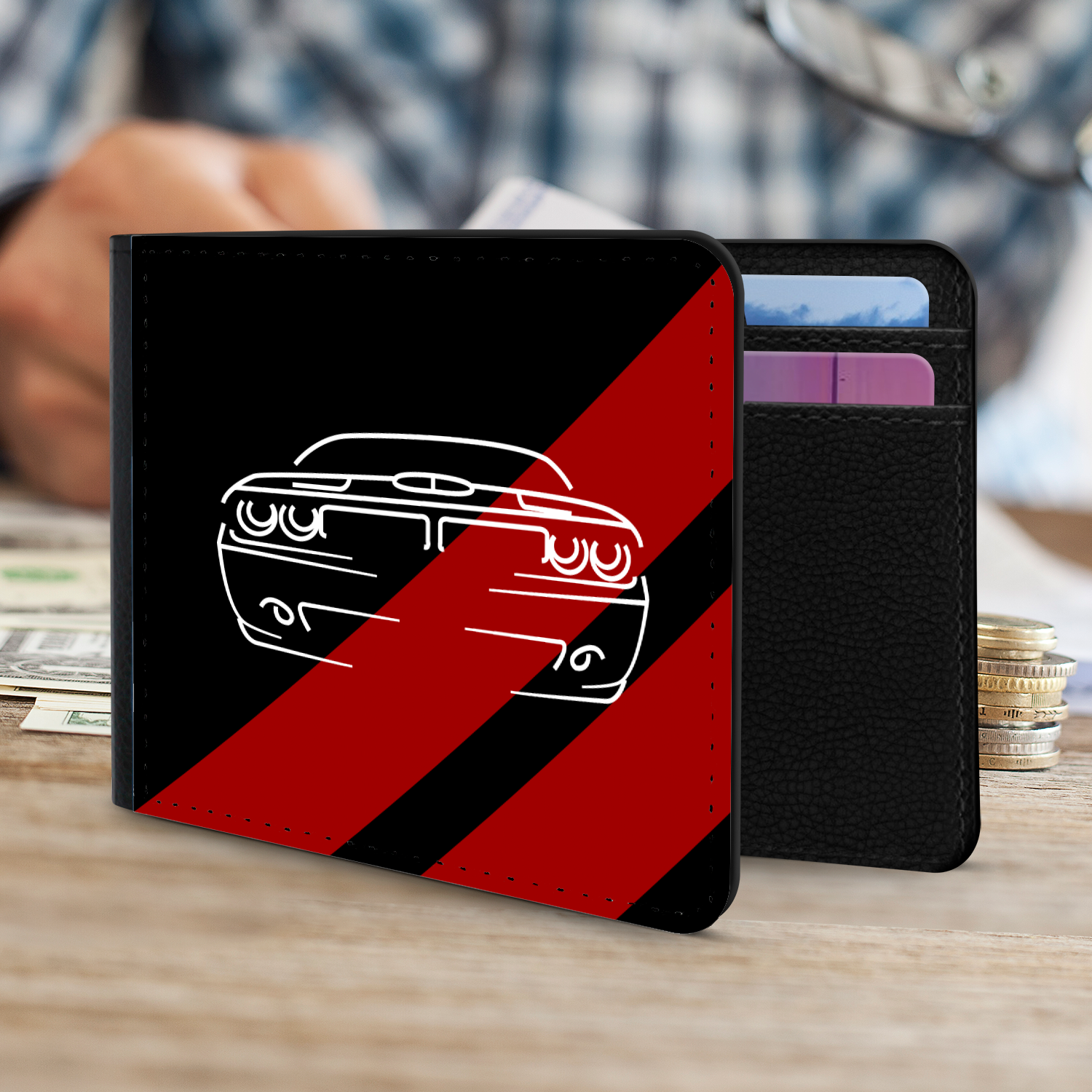 Challenger Race Car Men's Faux Leather Wallet