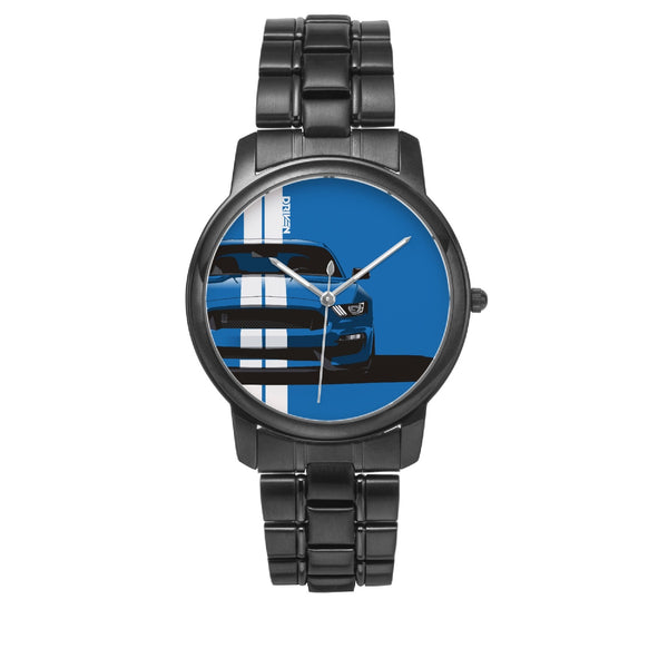Blue Striped Mustang Stainless Steel Watch - Driven Brand Apparel