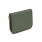 Green wallet with a gold zipper on a white background
