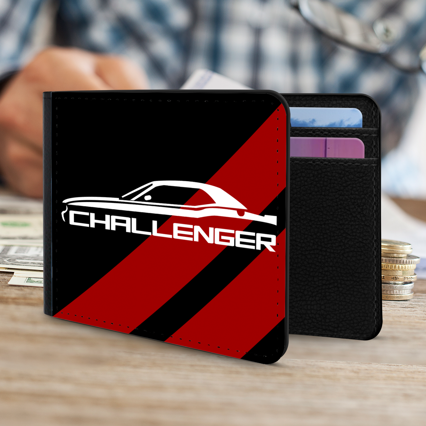 Challenger Race Car Men's Faux Leather Wallet