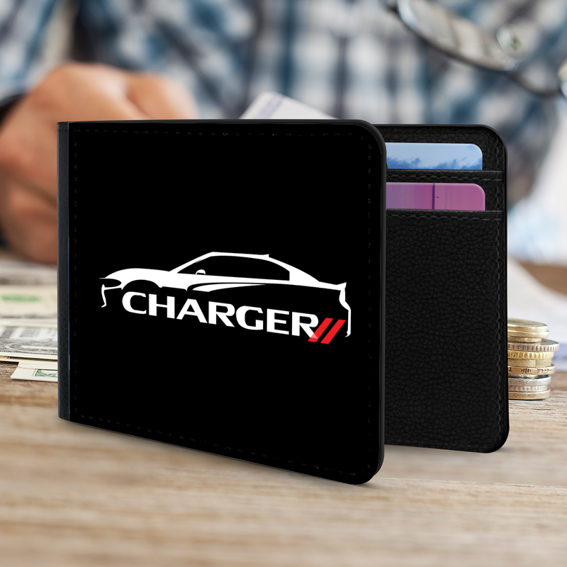 Charger Redline Race Car Men's Faux Leather Wallet - Driven Brand Apparel